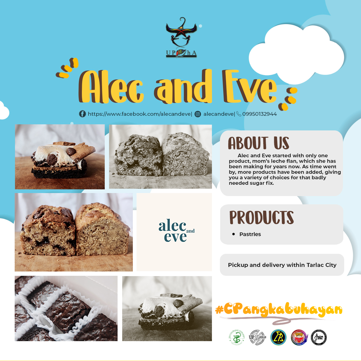 Needs a sugar fix? Alec and Eve offers a variety of pastries that are available for pick-up and delivery within Tarlac City. Check their social media accounts to know more about the products they sell! 

#CPangkabuhayan
#SupportLocalBusinesses

Pub by <a href="/jvcabrera_/">jv</a>