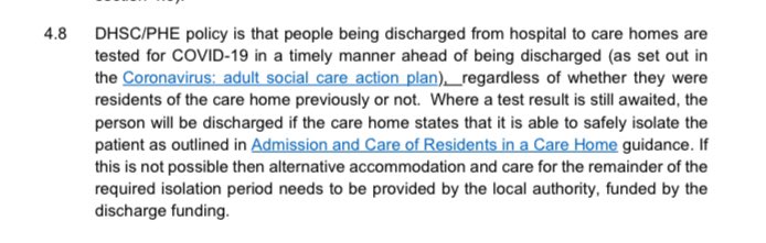 Guidance about COVID screening prior to care home entry doesn’t make sense for care homes unable to support safe isolationLA must find an alternative place of care curious as to what DHSC means by thisDon’t think hotels/hostels will cut it for people needing complex care 
