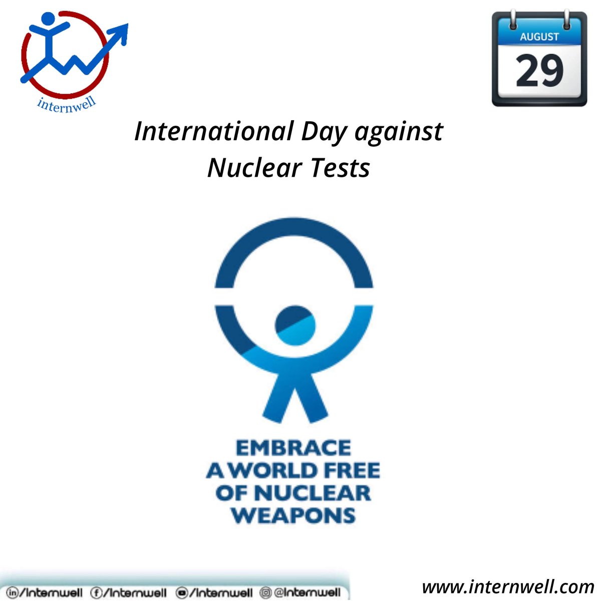 InternWell's tweet photo. The International Day against Nuclear Tests is observed on August 29. It was established on December 2, 2009 at the 64th session of the United Nations General Assembly by the resolution 64/35, which was adopted unanimously.
#internwell #NuclearEnergy #startup https://t.co/y7b8DFj4Hn