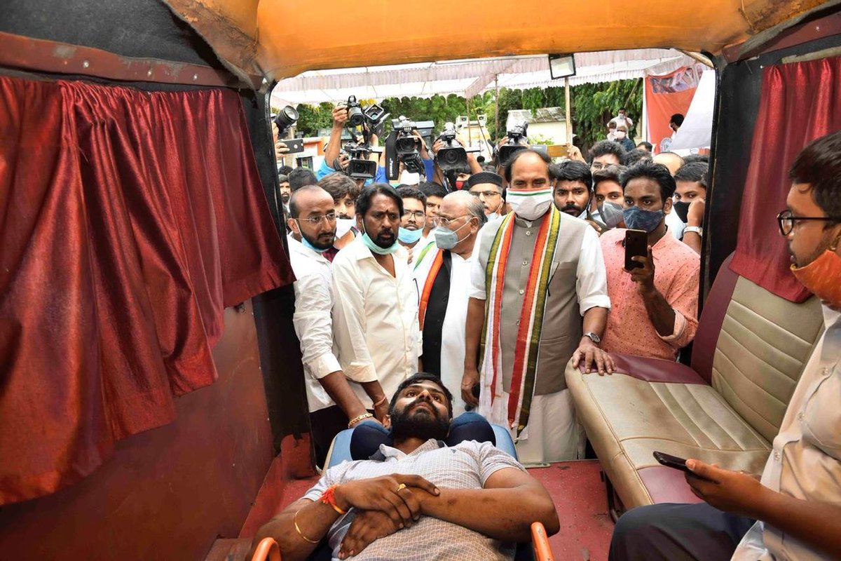 UttamINC's tweet photo. .@VenkatBalmoor sat on an indefinite protest to #PostponeJEEAndNEET. Persuaded him to break his fast as his BP &amp; sugar fell to alarmingly low levels. We had to urgently get him to a hospital.

Hope BJP Govt wakes up to the misery of students &amp; keep them out of harm’s way!

@nsui https://t.co/XUpo6XoLGW