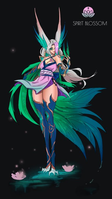 I choise first concept for Bloomsom skin, i wonder why Xayah not have skin with green color? And concept 2 i redraw like Blood Moon. So I got two skins from one concept
#blossomconcept #SpiritBlossom #Bloodborne 
#ArtofLegends 