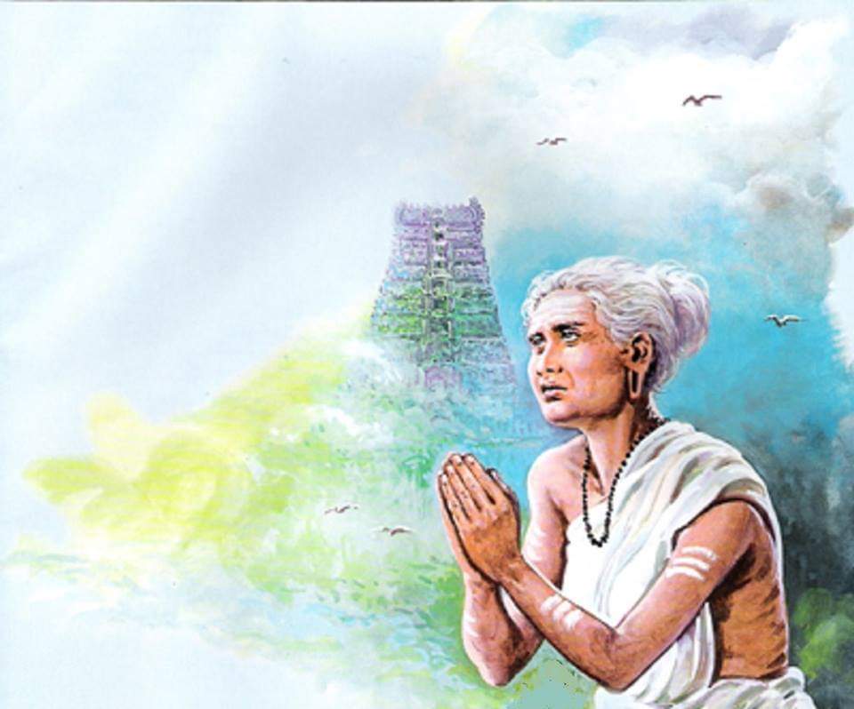 Pandiya king ordeded that each house should depute one person from their family to fill mud in the banks of Vaigai River to build a massive bund to protect from flood.Vandhi - Puttu selling old lasy was sad that she had no one for this work.She prayed to Shiva for help.3/n