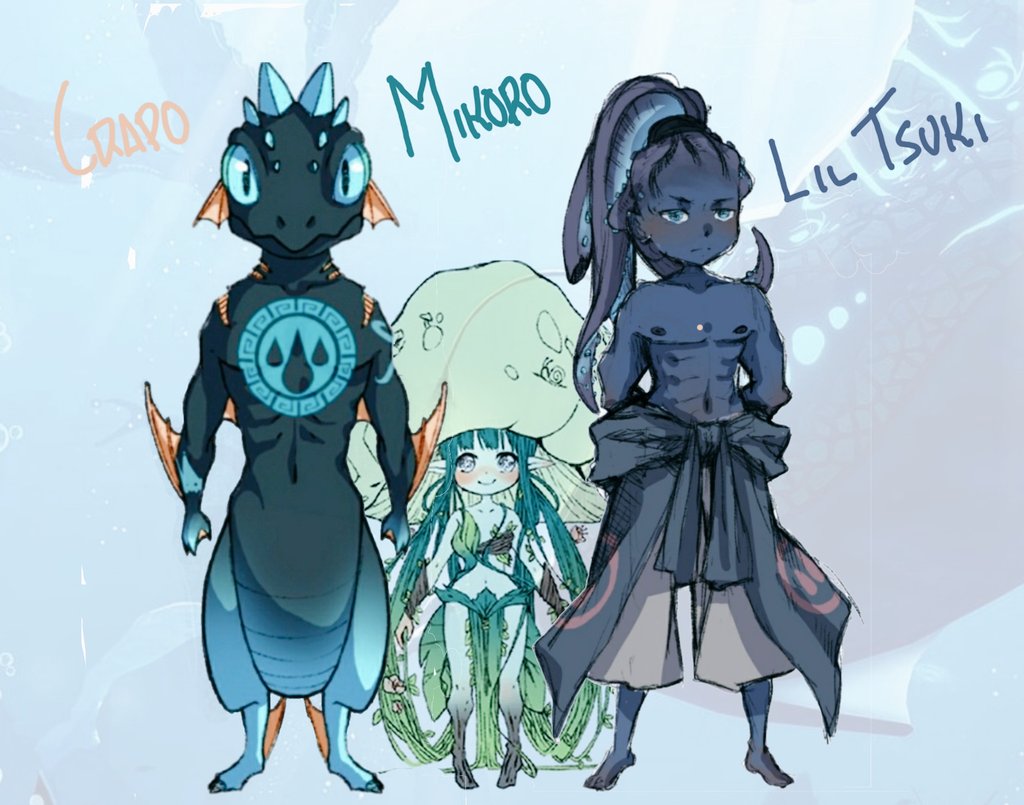 OnlyNeedEnergy's tweet photo. La tripulación va tomando forma! 
El Crapo, Mikoro y Lil Tsuki  han sido diseñados por @OnlyOink . 
Las versiones definitivas de ellos las veremos más adelante! https://t.co/rrsxNijUnS