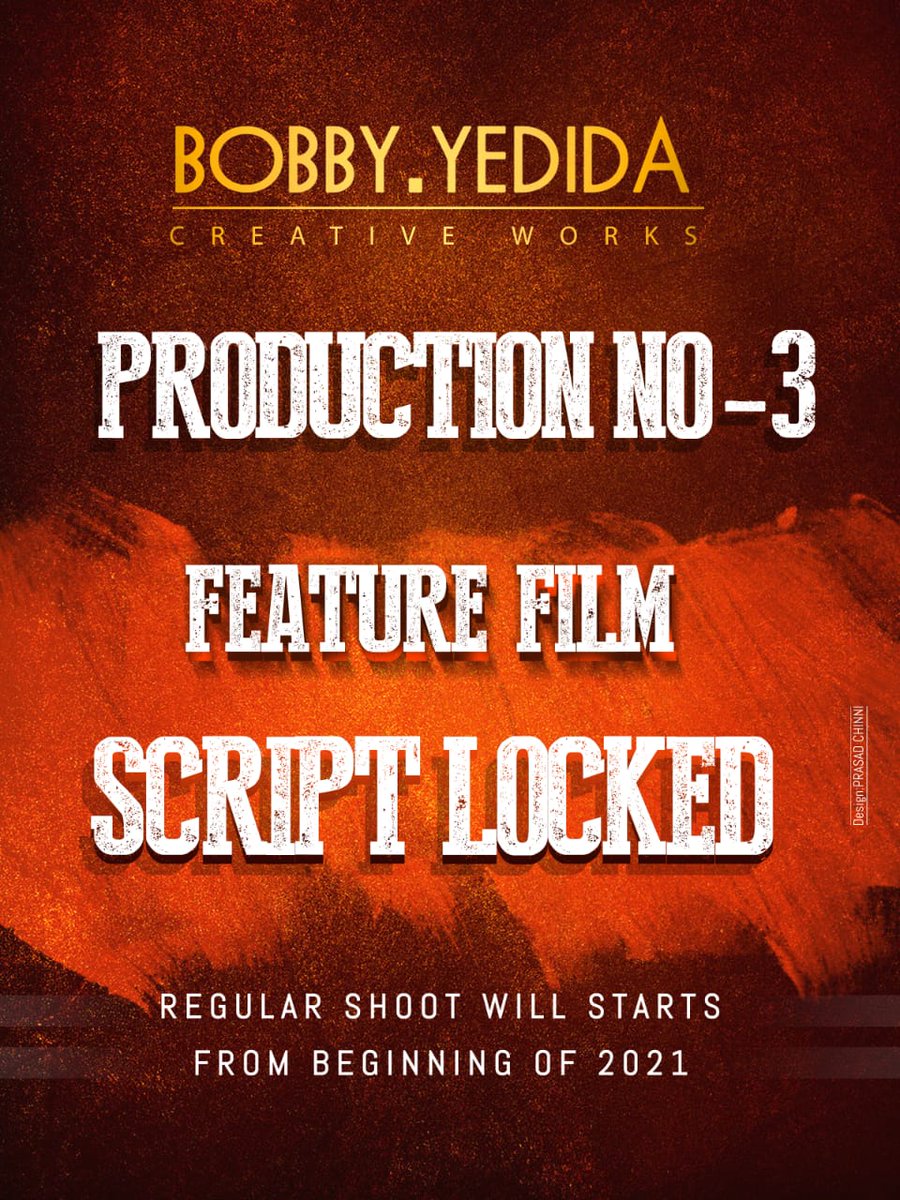 SyamSaradaa's tweet photo. BOBBY.YEDIDA CREATIVE WORKS 😎

👉 Production No 1   -   
StoryMaripoddi (Shortfilm)

👉 Production No 2   -
Rudhira  (Independentfilm)

👉 Production No 3   -  
Feature Film 💥💥💥 https://t.co/dMDXsuGMgo