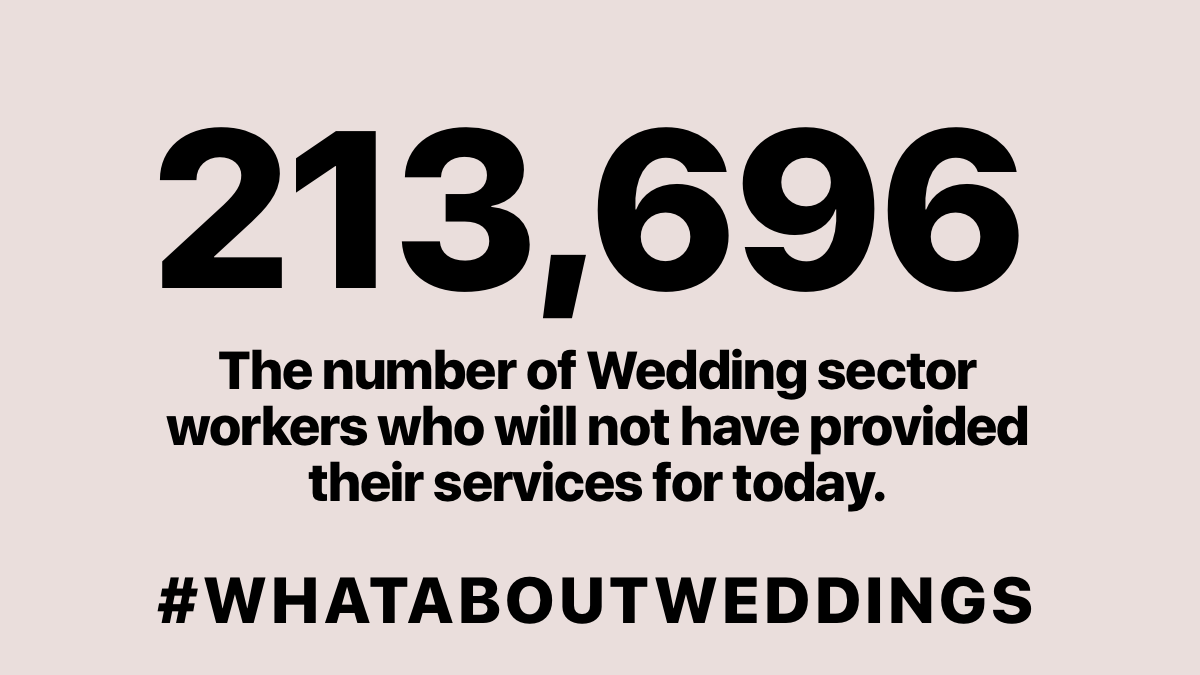 Laura May (@lauramayphotouk) on Twitter photo Traditionally, this Saturday would be the busiest day of the wedding season annually. However, instead:
#whataboutweddings
<a href="/MPritchardUK/">Mark Pritchard MP</a> <a href="/BorisJohnson/">Boris Johnson</a> <a href="/lovemydress/">Love My Dress</a> <a href="/RishiSunak/">Rishi Sunak</a> <a href="/YasminQureshiMP/">Yasmin Qureshi MP</a> <a href="/hammersmithandy/">Andy Slaughter</a> <a href="/scullyp/">Paul Scully</a> <a href="/AlokSharma_RDG/">Rt Hon Lord Alok Sharma</a> <a href="/Ed_Miliband/">Ed Miliband</a> <a href="/LucyMPowell/">Lucy Powell MP</a> <a href="/DrRosena/">Dr Rosena Allin-Khan on BSky: DrRosena.BSky.Social</a> Traditionally, this Saturday would be the busiest day of the wedding season annually. However, instead:
#whataboutweddings
<a href="/MPritchardUK/">Mark Pritchard MP</a> <a href="/BorisJohnson/">Boris Johnson</a> <a href="/lovemydress/">Love My Dress</a> <a href="/RishiSunak/">Rishi Sunak</a> <a href="/YasminQureshiMP/">Yasmin Qureshi MP</a> <a href="/hammersmithandy/">Andy Slaughter</a> <a href="/scullyp/">Paul Scully</a> <a href="/AlokSharma_RDG/">Rt Hon Lord Alok Sharma</a> <a href="/Ed_Miliband/">Ed Miliband</a> <a href="/LucyMPowell/">Lucy Powell MP</a> <a href="/DrRosena/">Dr Rosena Allin-Khan on BSky: DrRosena.BSky.Social</a>