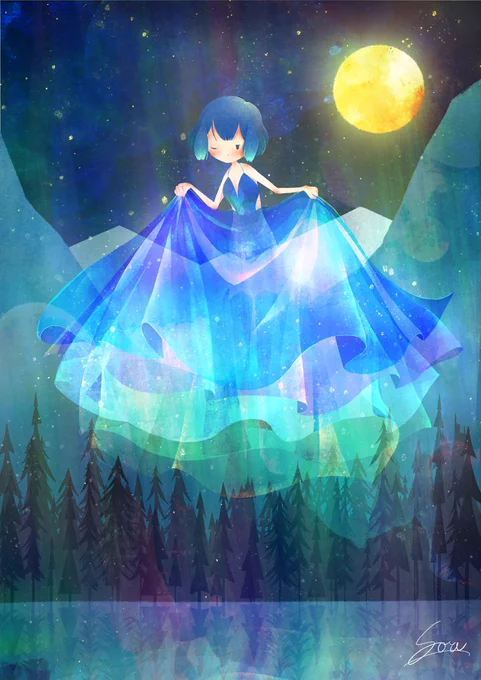 Auroral skirt
#digitalart #イラスト #創作 