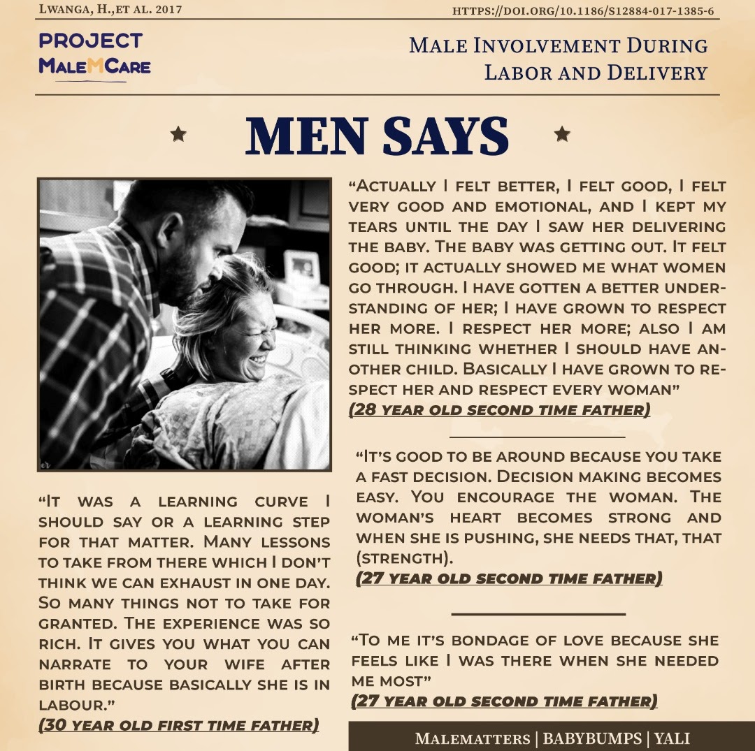 tetomie_o's tweet photo. Find comments from young men who had played supportive roles in the child delivery process for their wives.
Lwanga, H., et al. (2017). https://t.co/5z4G27zav3
#ProjectMaleMCare #MaleMCare #WomenDeliver #wdeliver #yali #malematters #babybumps https://t.co/WnYvYr7KxQ