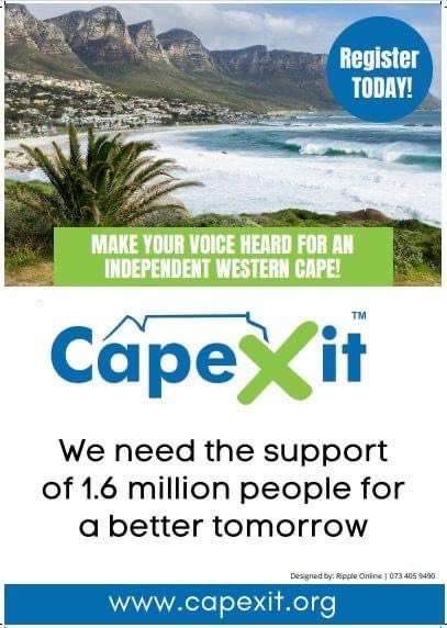 Make your voice heard. Stand up for our freedom. The Western Cape is bot for sale! @capexitofficial #capexit #register #westerncape #capetown #northernsuburbs #southernsuburbs #durbanville #bellville #parow #mitchellsplain #capeflats #citybowl