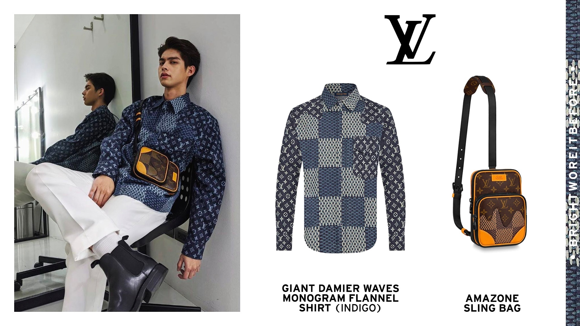 Louis Vuitton x Nigo MNGM Waves Giant Damier Flannel Shirt Indigo