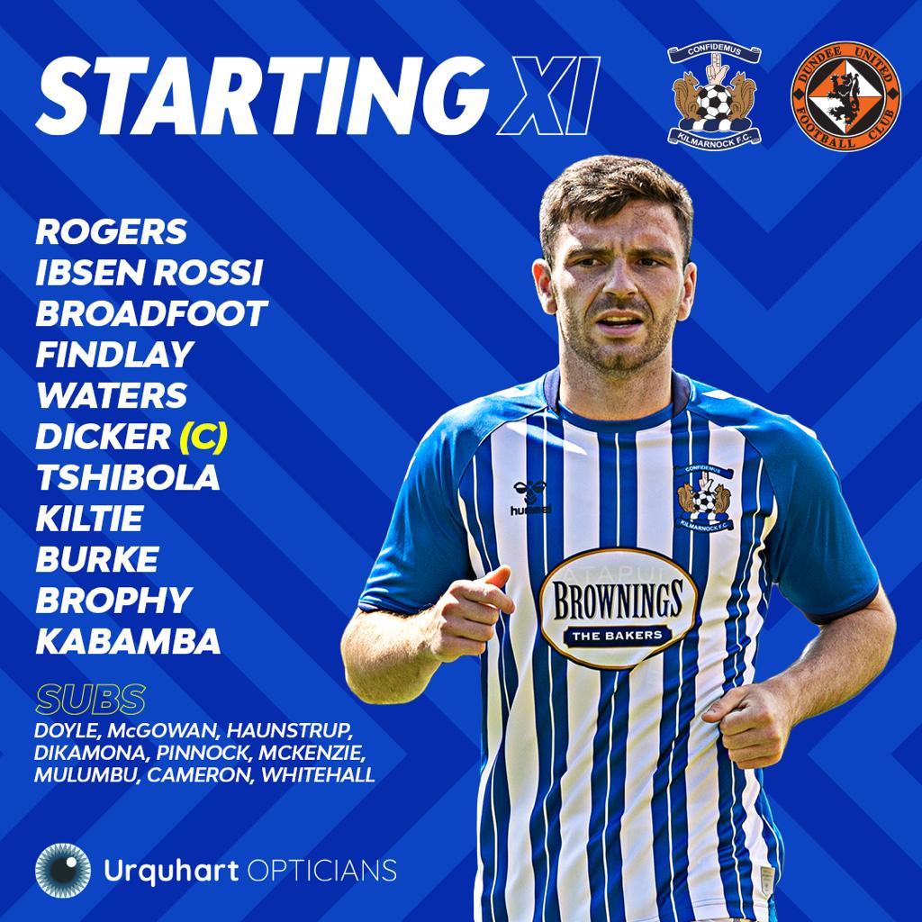 KilmarnockFC's tweet image. 🆕 Here's your Killie XI for this afternoon's match against Dundee United.

Brought to you by @urquhartopts 🤓