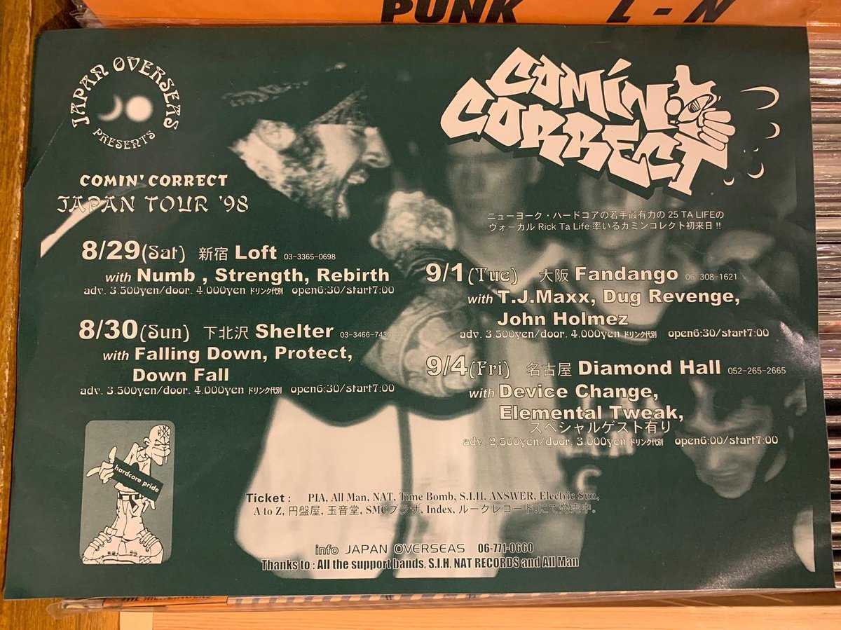 RETRIBUTION178's tweet photo. Throwback flyer from COMIN' CORRECT Japan Tour 98'. 22 years ago on this date🗓🗾
1998年の本日からCOMIN' CORRECTのツアーが開始していたとは⏳#comincorrect #numbthc #strength #rebirth #fallingdown #protect #downfall #tjmaxx #dugrevenge #johnholmez #devicechange #elementaltweak https://t.co/coGF9hsr3C