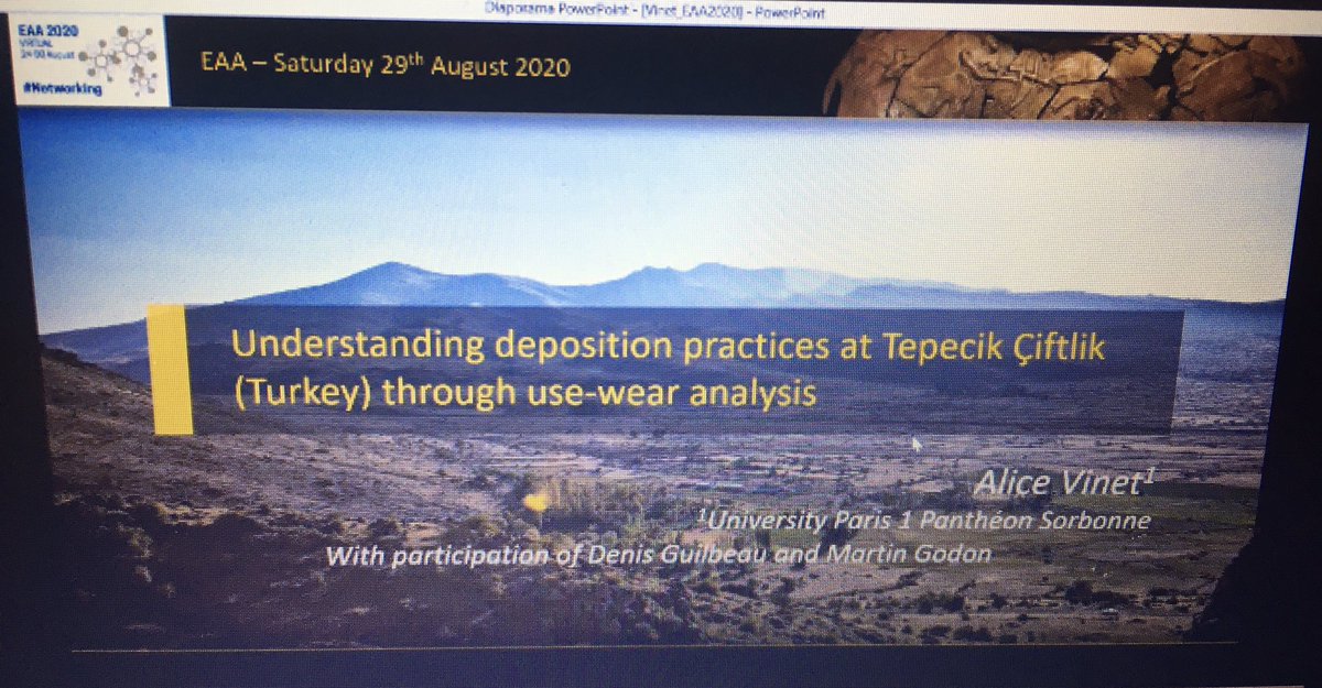 EmmaTollefsen's tweet photo. And we’re back in session #s225 with Alice Vinet sharing her interesting research on Understanding Deposition Practices at Tepecik Çiftlik (Turkey) through Use-Wear Analysis
#EAA2020Virtual #archaeoscience https://t.co/NXpK3dHAMH