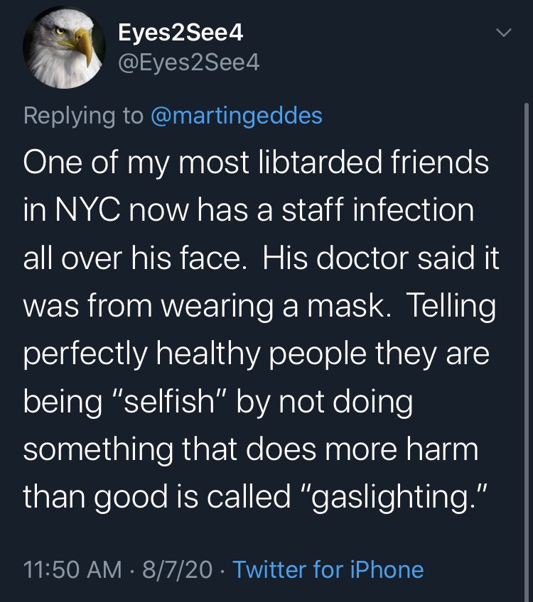 I’m going to start collecting these personal stories of staph and other infections caused by wearing a mask.1/