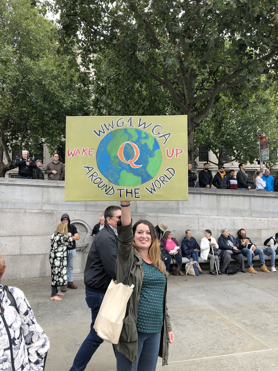 Very broad range of people and groups from across the conspiracy theory scene and a worryingly large number of Q signs and banners.