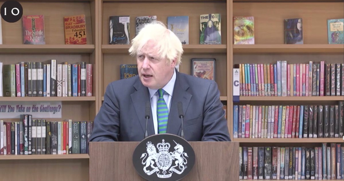 Bookcase Credibility A Twitter Boris Johnson Stands In A School Library That Has Not Been Used For Five Months But Has Been Opened So He Can Claim Credibility From The Books The