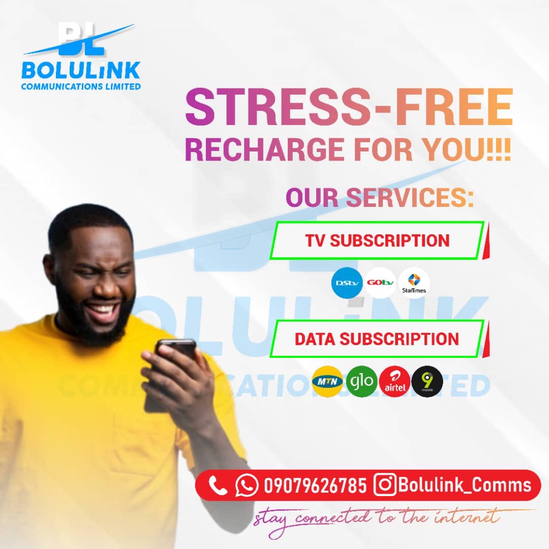 bolulink_comms's tweet photo. our services - (Tv subscription,Data subscription,selling of
Waec &amp; Neco scratch cards.) https://t.co/MEGpi0WAYW
