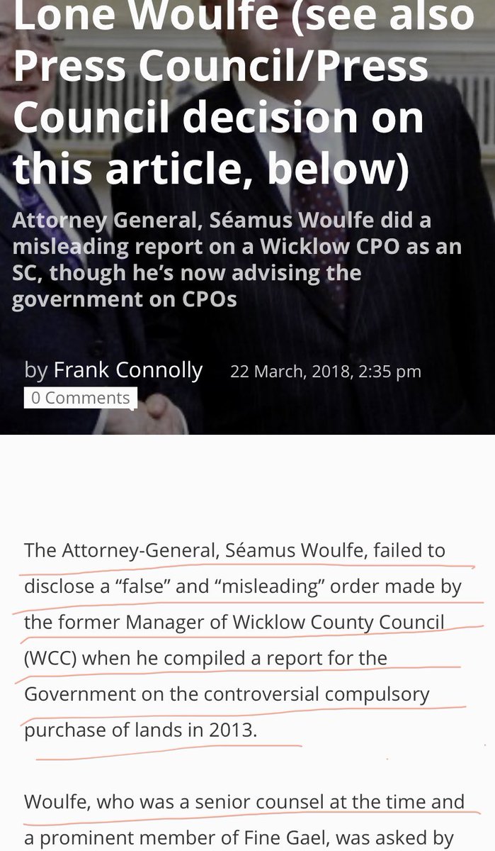 Some interesting excerpts re Woulfe’s review of that Wicklow CPO commissioned by Phil Hogan, including surprise re Woulfe’s accession in legal world and his affiliation with FG . Full article here -  https://villagemagazine.ie/lone-woulfe/   #GolfGate  #Woulfe