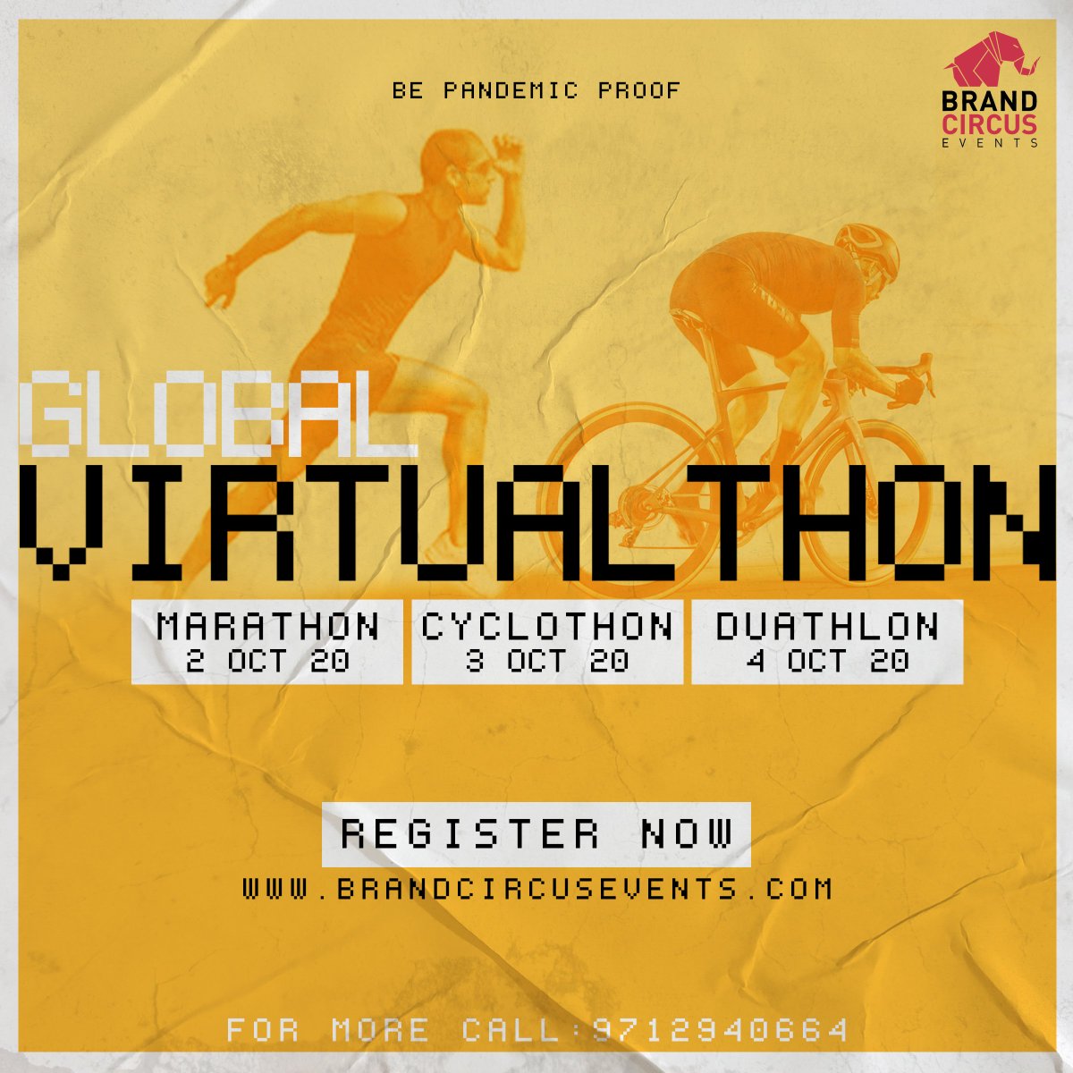 BrandcircusE's tweet photo. Hello,
Virtualthon goes international.
Run & ride with the world at #Virtualthon global chapter & represent your country, city, and state.
#BePandemicProof
⠀
Click on the link below to register
https://t.co/S64O8EGNov
for more call on
9712940664
#Duathlon #Cycling #Running https://t.co/qokUr0jRPj