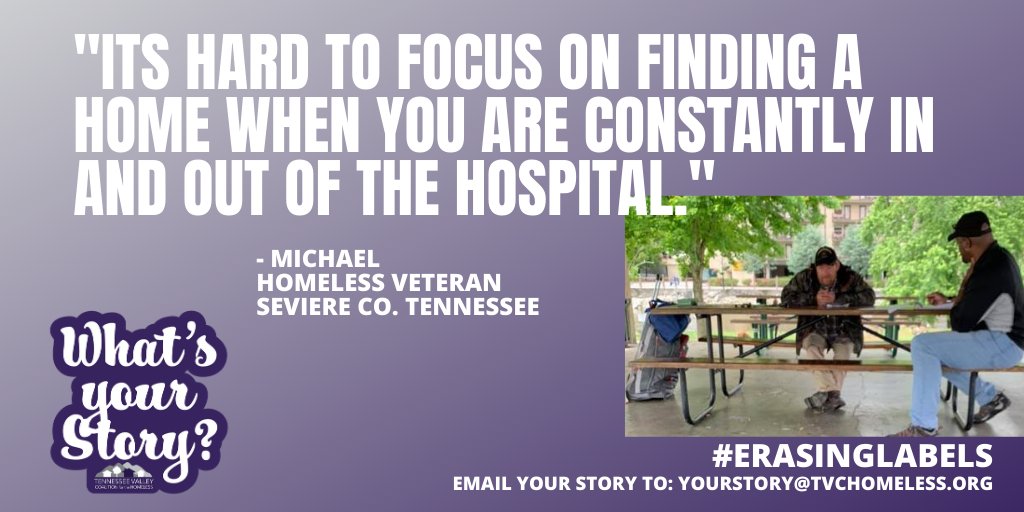 TVCHomeless's tweet photo. Michael has been homeless for almost 4 years and struggles with multiple health issues that keep him in the hospital often. Sometimes erasing the labels and believing your worth it is half the battle. We believe everyone is worth it.
 #ErasingLabels #VeteranHomelessness https://t.co/moXSq17fAK