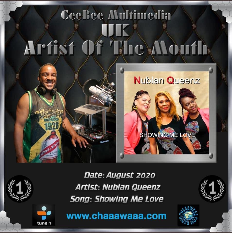 Nubian Queenz interview on Sunday UK Reggae Exposé Show
Showtime: August  30th 8pm to 11pm.
Interview Time: 9pm
Station: chaaawaaa.com
to talk about our new single ‘Showing Me Love’ which is CeeBee Multimedia single of the month. Stay tuned.
Nubian Queenz ❤️💛💚