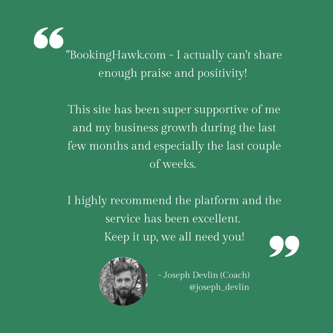 BookingHawk's tweet image. Another happy client! 
Thanks for your kind words Joseph! Happy we could help you and your business.

#bookinghawk #testimonial #ireland