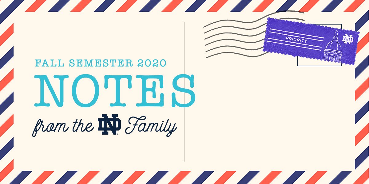 NDAlumni's tweet photo. Many members of the @NotreDame Family have been looking for ways to support our students during this unique semester. Through our new Notes from the ND Family program, we invite you to leave a message of encouragement and comfort to our campus community: https://t.co/uf58CubbCl. https://t.co/c93eXMkTrp