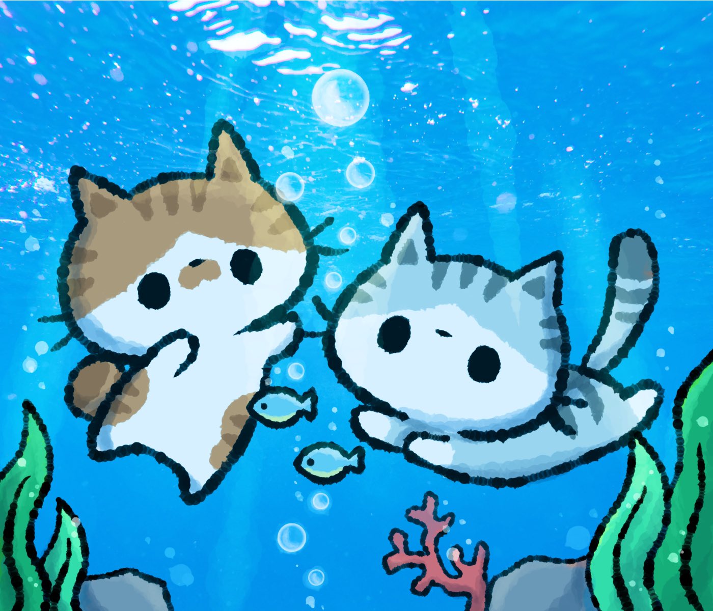 猫のイラスト Happy Holidays のこねこ🐾ねこ絵描き | 🌟ちいさなクリスマス🎄 すっかり