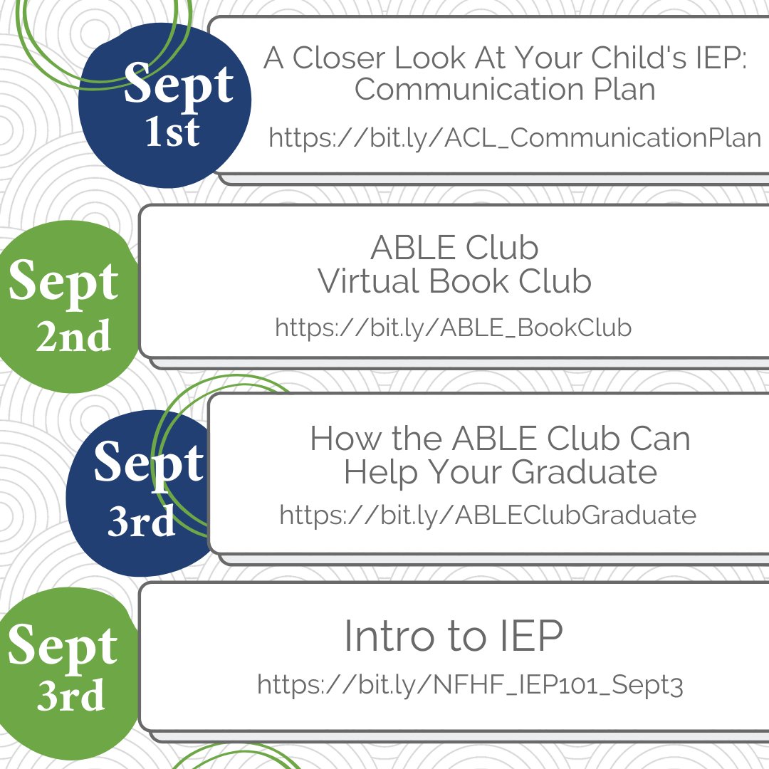 Checkout our upcoming events!

#WeAreNFHF #webinars #disabilityresource