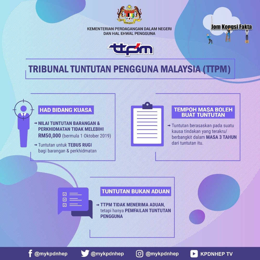 Jabatan Penerangan Sabah 🇲🇾 on Twitter: &quot;Tribunal Tuntutan Pengguna  Malaysia (TTPM).. Apa yang patut anda tahu?? Sumber: KPDNHEP #JaPenSabah  #KPDNHEP #TTPM… &quot;
