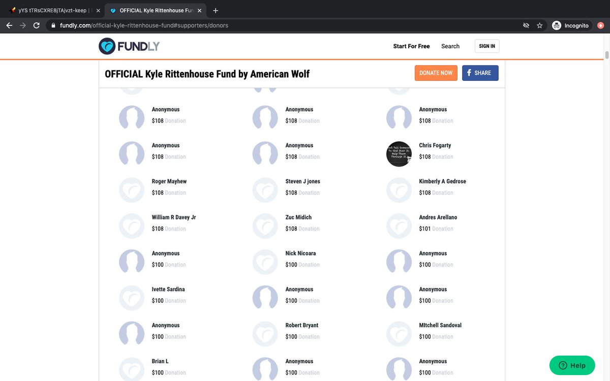 Chris Fogarty gave $108  https://www.facebook.com/cfogarty1... Chanley of Eunice, New Mexico &  @ApacheCorp employee, gave $100 to   #kylerittenhouse legal defense fund hosted by a white nationalist group  https://www.facebook.com/ty.chanle... confirmed both because they posted fb pics on the fundraiser