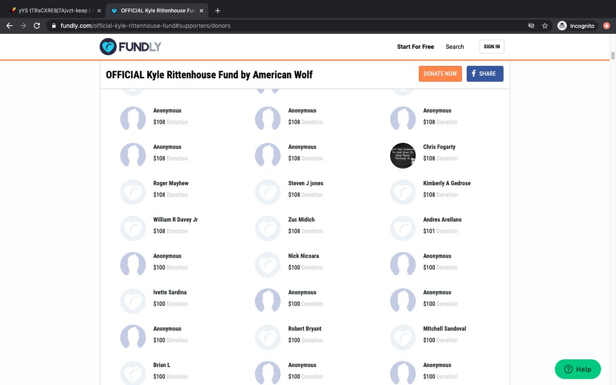 Chris Fogarty gave $108  https://www.facebook.com/cfogarty1964 Ty Chanley of Eunice, New Mexico &  @ApacheCorp employee, gave $100 to  #kylerittenhouse legal defense fund hosted by a white nationalist group  https://www.facebook.com/ty.chanley We confirmed both because they posted fb pics on the fundraiser