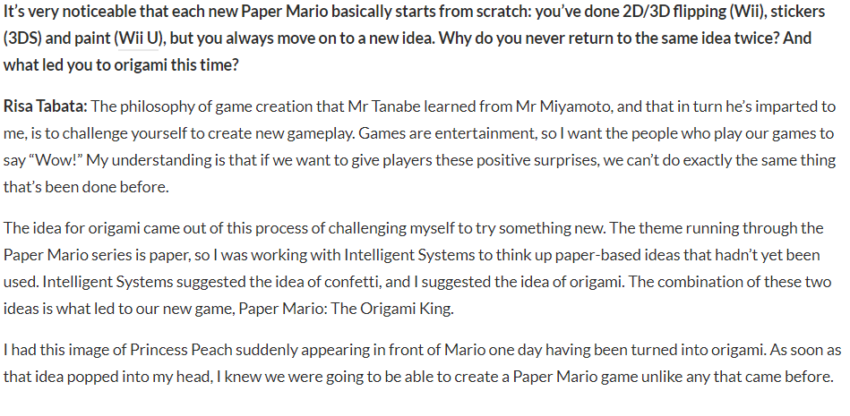 Can we STOP pretending Miyamoto's at fault for Paper Mario?-IS has creative control over PM-they specify how it's advice, not a rule-Miyamoto's barely involved in games this past decade-he never made PM-Miyamoto WANTS Mario to not be rigidIt's a fallacy that NEEDS to die.