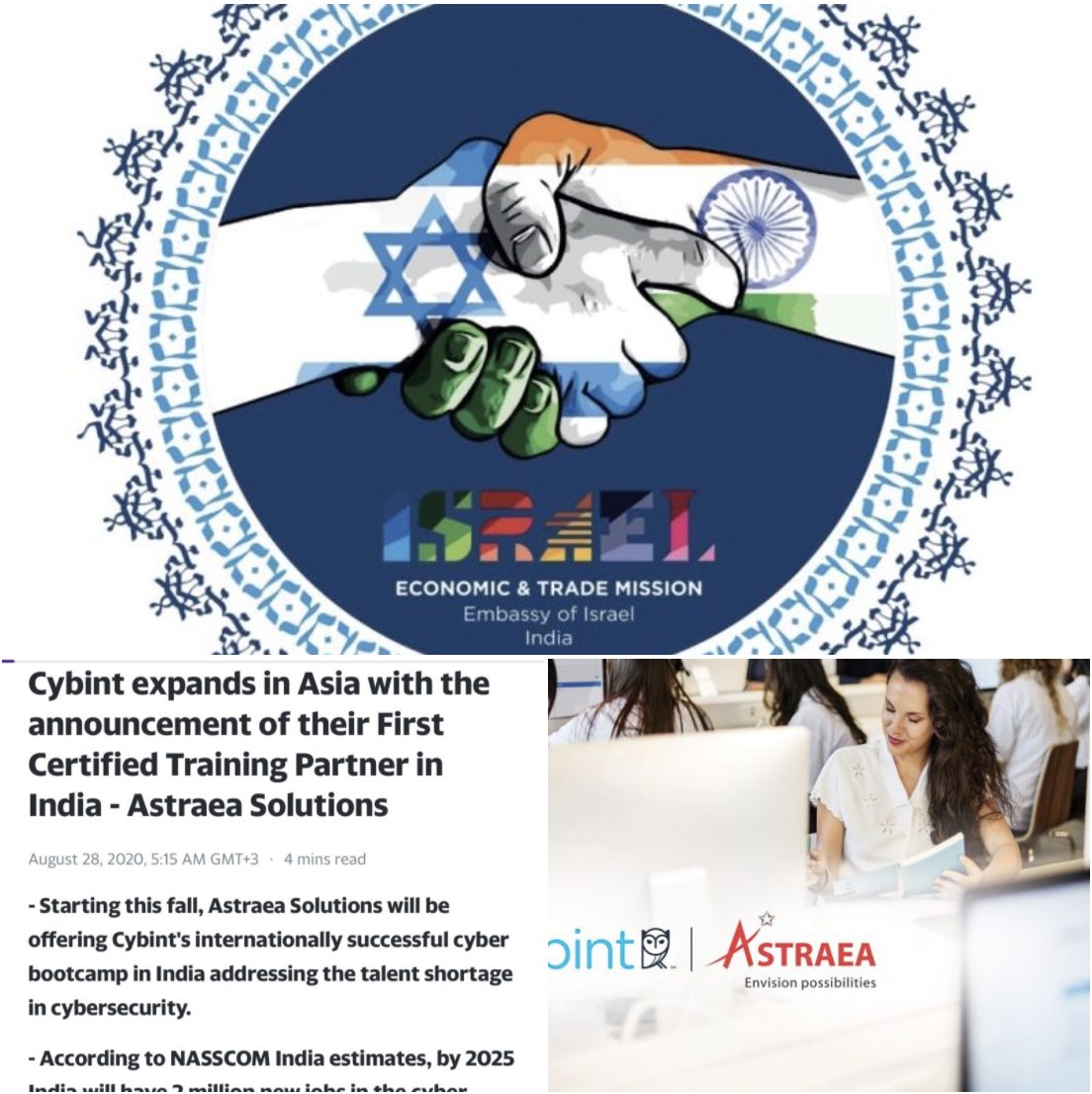 According to <a href="/nasscom/">nasscom</a>, #India will have
2 million new job opportunities in #cybersecurity by 2025; and there’s a huge #talent shortage. Therefore @CybintSolutions is launching its #cyber centers and #bootcamps throughout India with partners, starting with #astraea_solutions.