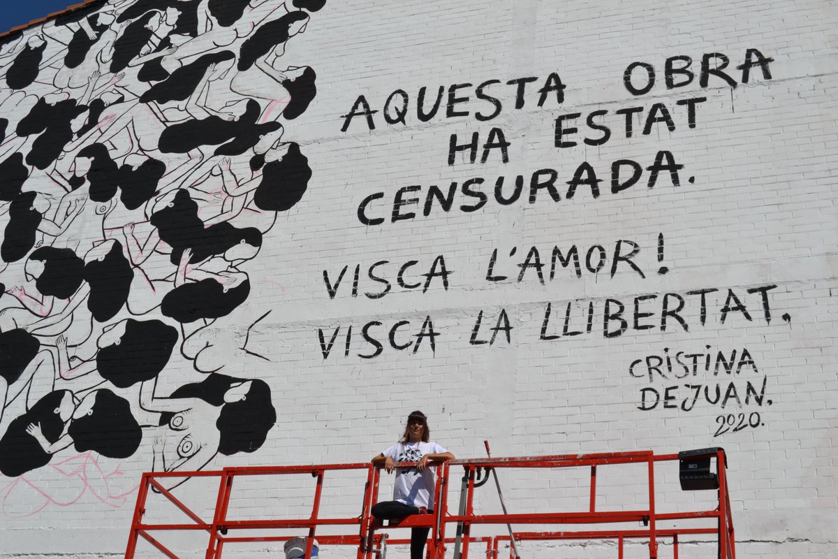 CristinaDjn's tweet photo. Avui la meva obra ha estat censurada. 

#loveislove #stopcensure #streetart #censura #torrefarrera #lleida #cristinadejuan https://t.co/cgjpnmyzbL