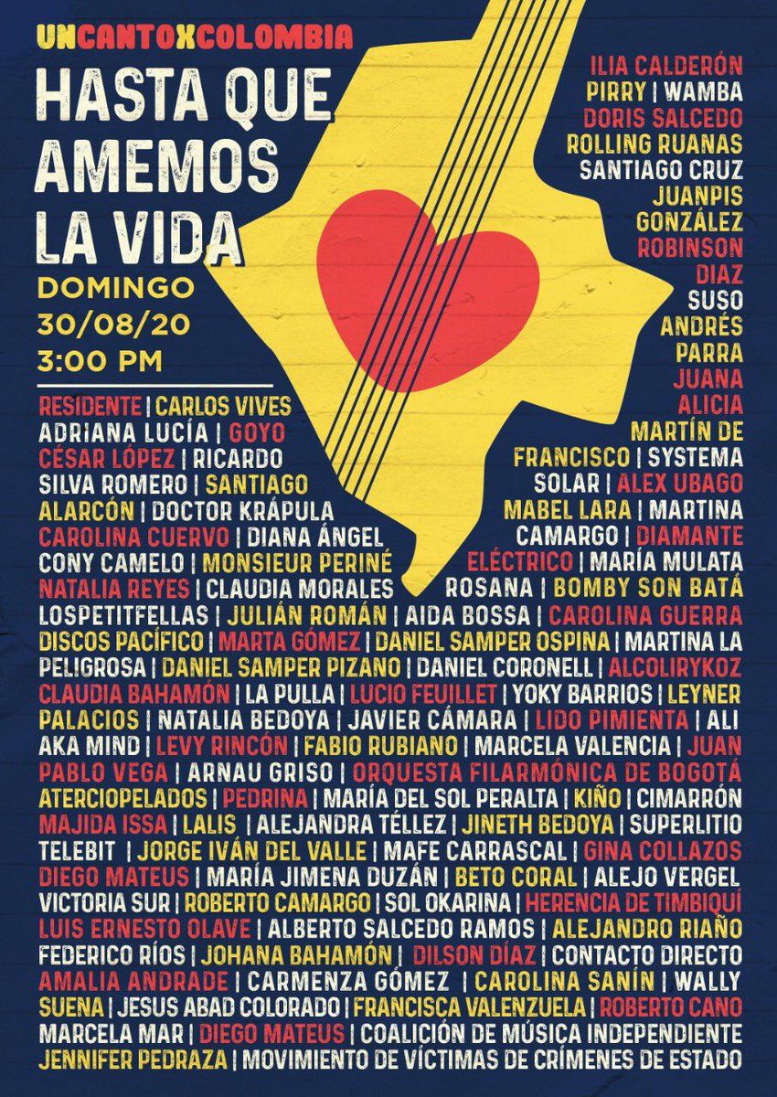 JulianRoman's tweet photo. Listos para mañana? Vamos a levantar nuestra voz, que nos oigan en toda Colombia, que nos oigan en el mundo entero!!!! #HastaQueAmemosLaVida #UnCantoXColombia https://t.co/oaENnkwbZi