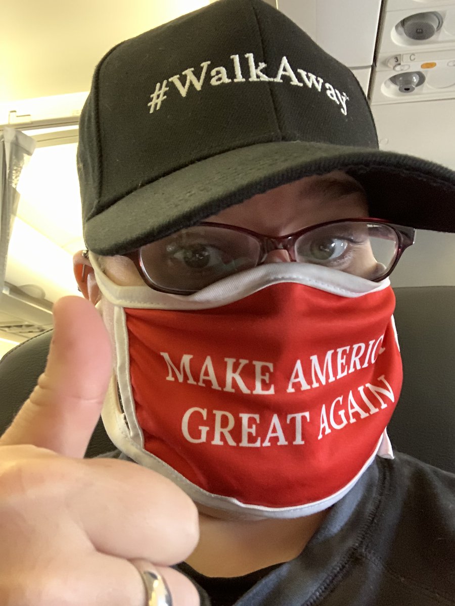 DrKarlynB's tweet photo. The lady sitting next to me on this flight is so triggered by my mask. It’s glorious. #MAGA2020 https://t.co/kjlViNo5QU