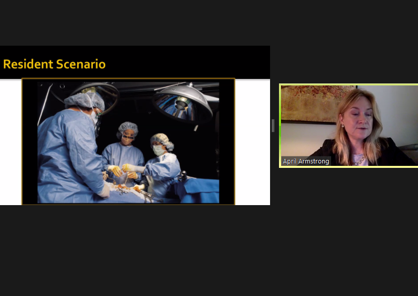 aoa1887's tweet photo. Dr. April Armstrong with a scenario for how the #CASTModel works.
Dr. Jarvis-Selinger's question for the group: "What would you suggest the medical student continue to do?"
Our RLs respond via chat. #2020RLF https://t.co/L7i0514Ld1