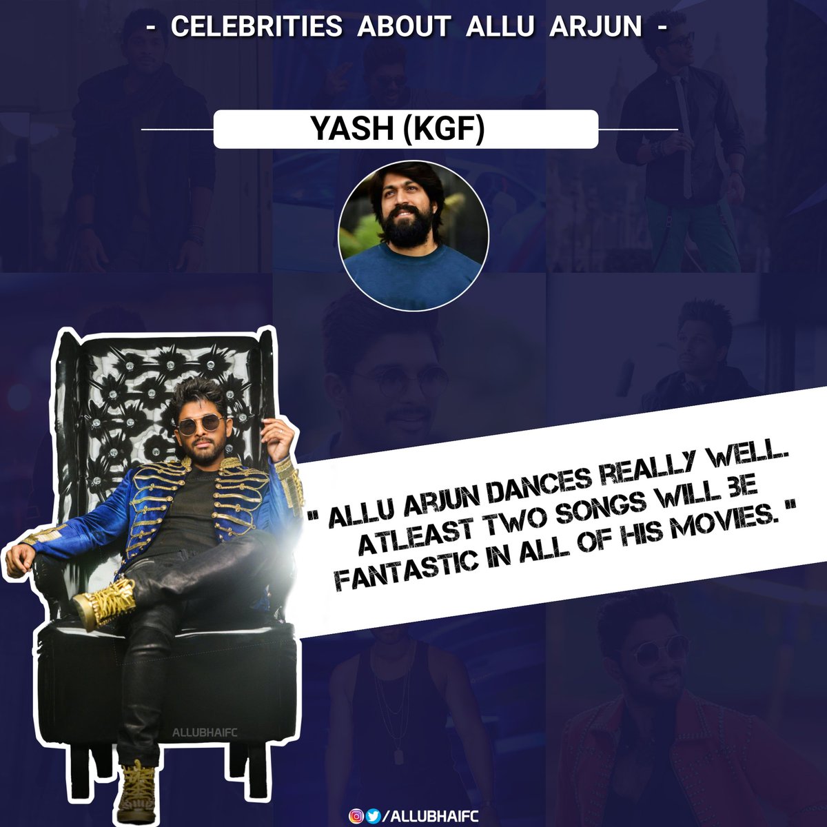 KGF Actor  @TheNameIsYash About Our Style King Allu Bhai !! #IndianStyleIconAlluArjun @alluarjun