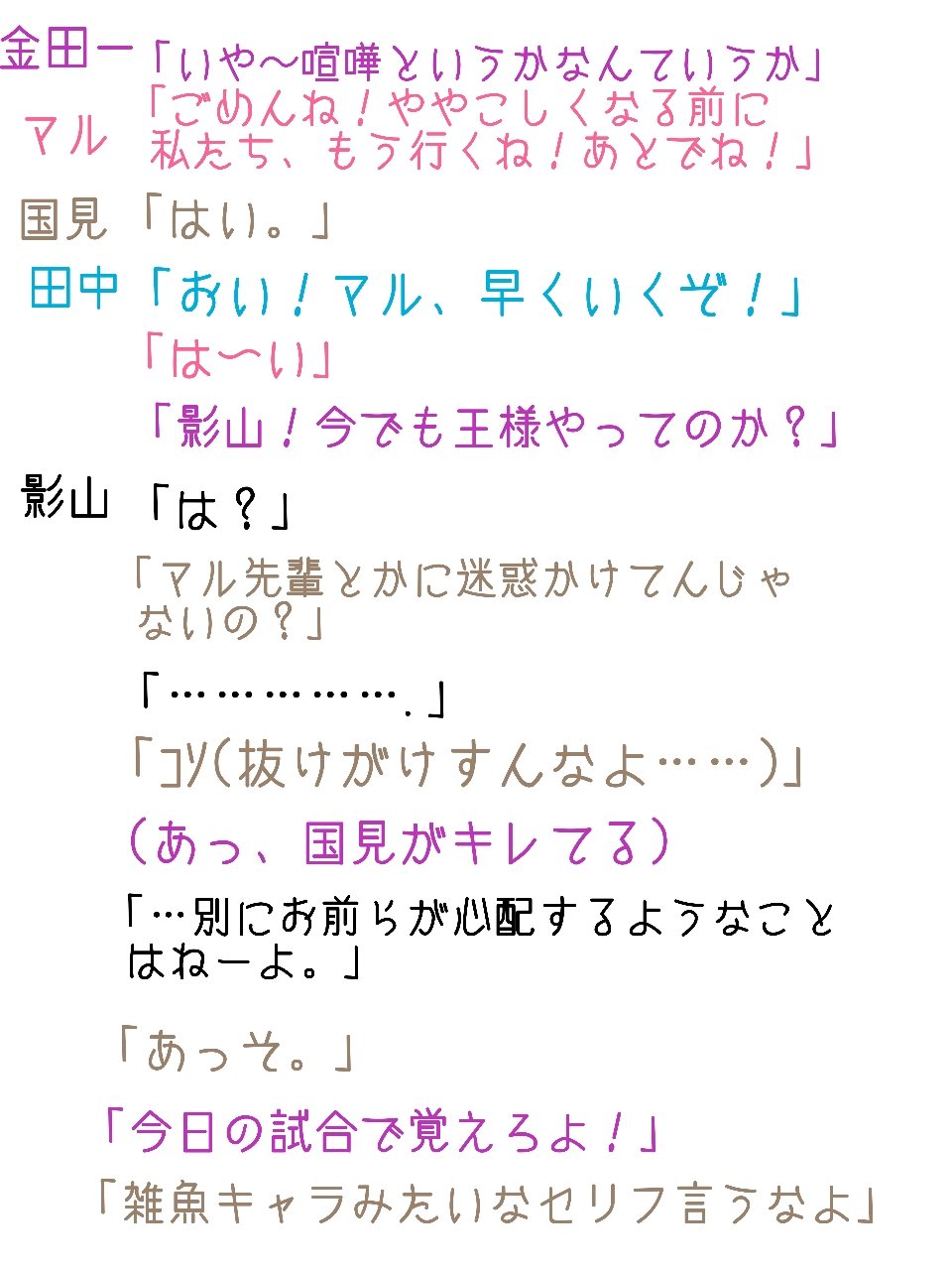 マル 烏野2年マネ と青城チーム 本誌では国見じゃないけど私都合で変えました マルは及川さんの妹なので可愛い 優しいのでかなり モテます いいな 笑 819プラス Hqプラス 夢小説 T Co C5eppf7v4v Twitter