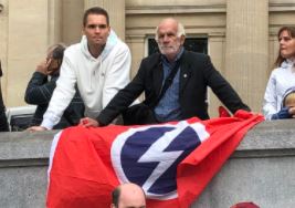 For one of the first times since the 1930's, the British Union of Fascists flag was unfurled in Trafalgar Sq todayLike Hitler's Nazi's, Mosely's Nazi's were defeatedBritons came onto the streets of London to fight them gave their lives to rid Europe of the scourge of fascism  https://twitter.com/StefSimanowitz/status/1134437596199829504