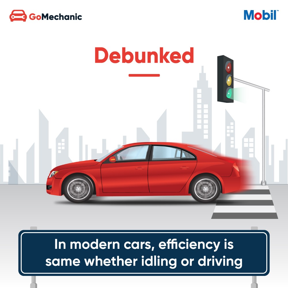 gomechanicindia's tweet photo. Most people believe that idling their car burns more fuel.

Check out today's #carmythdebunked to know the reality!

#CarMileage #CarMyths #Myths #MythBusters https://t.co/Z9KUDNwIpT