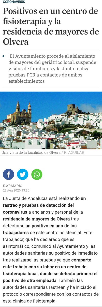 Lo advertimos hace meses, era cuestión de tiempo. Un peligro compaginar 2 trabajos a jornada parcial en una clínica de Fisioterapia y un centro de mayores.
El virus si entiende de precariedad y de ciertas situaciones laborales.
Y no vamos a hacer nada así que seguirá pasando.
