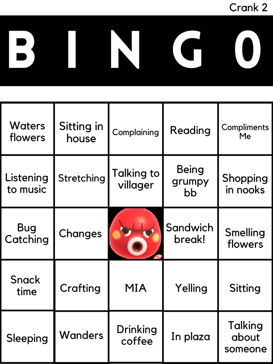 I've made 2 variations of bingo cards for each personality type we may be following around today and I will be adding them to this thread as well as putting them in the discord!