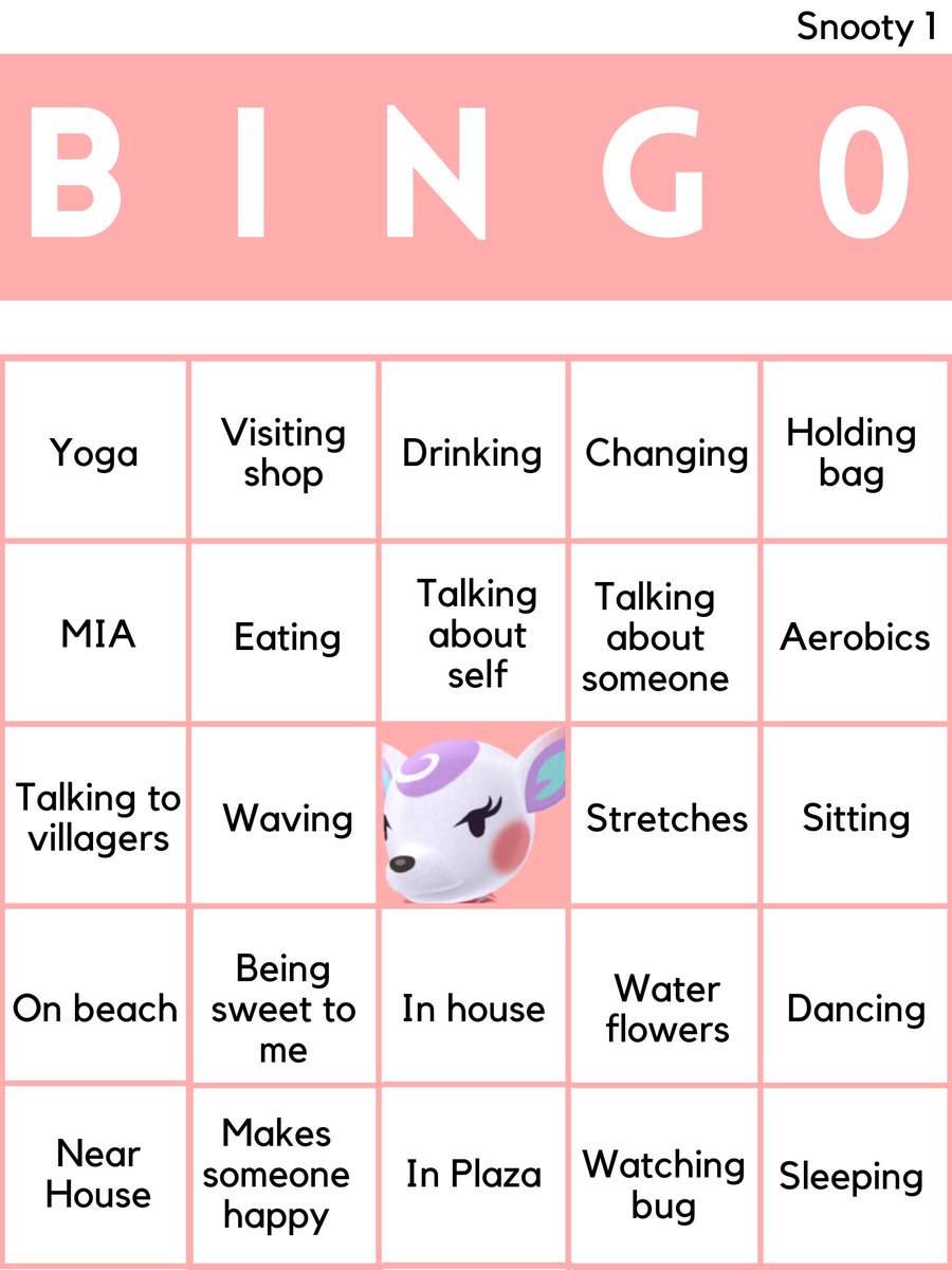 I've made 2 variations of bingo cards for each personality type we may be following around today and I will be adding them to this thread as well as putting them in the discord!