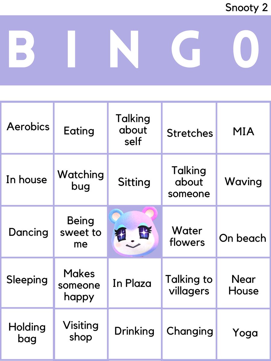 I've made 2 variations of bingo cards for each personality type we may be following around today and I will be adding them to this thread as well as putting them in the discord!