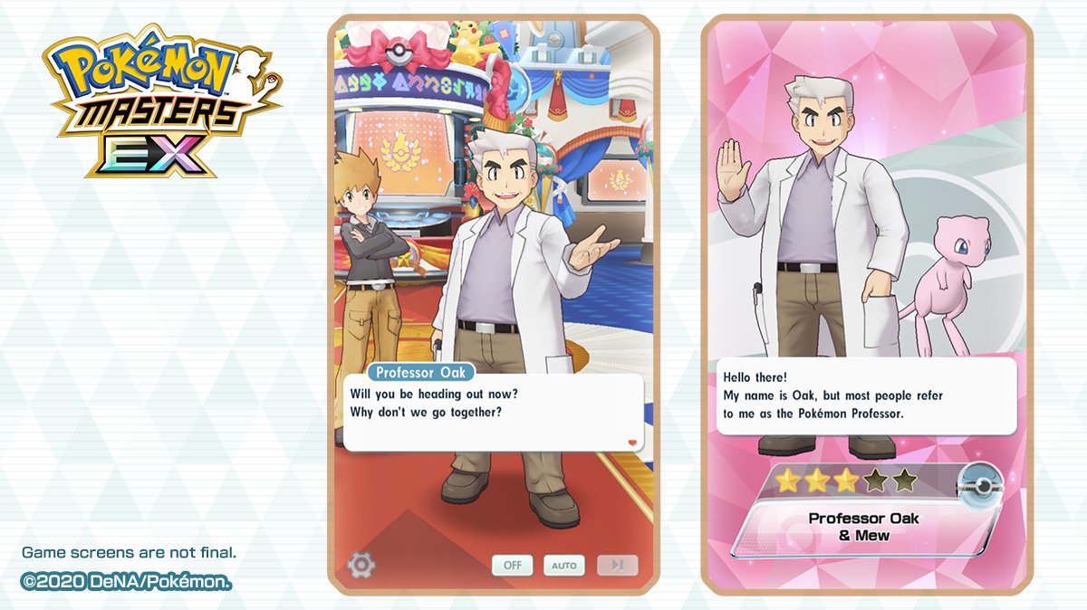 Pokémon Masters EX on X: Team up with Professor Oak & Mew! Professor Oak &  Mew, who debuted during the Six-Months Celebration, can now be scouted and  trained at any time! New