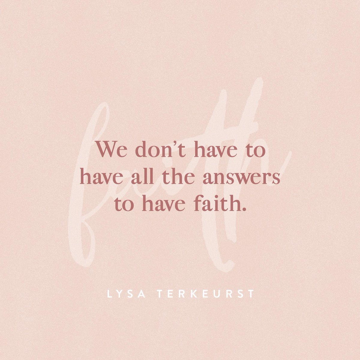 Our hearts may want all the answers, but we don’t have to have them to have faith. We just have to stay connected to the One who does.