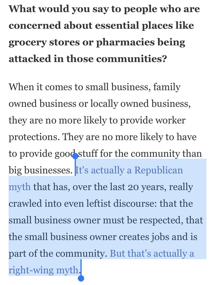 "Fuck them, they don't matter anyway!"So the big box stores are fair game because they have too much money. And now small businesses are okay because they don't contribute to the community anyway? Even with outreach programs? With specialized goods and services?Fuck you.