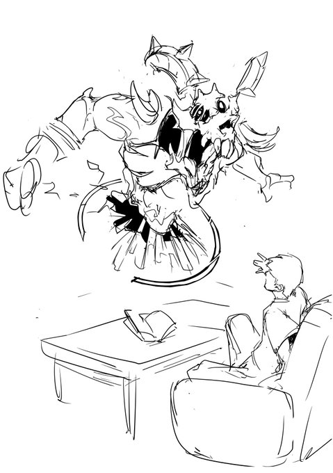 レオナリアのマンガの冒頭の召喚のシーンをかっこ良くしようと思って描いていたのだけど
冷静になって見なおした結果
こんな四魔貴族みたいな人とはエッチできないという結論にいたり
描いている間は大変楽しかったですが没とさせていただきます 