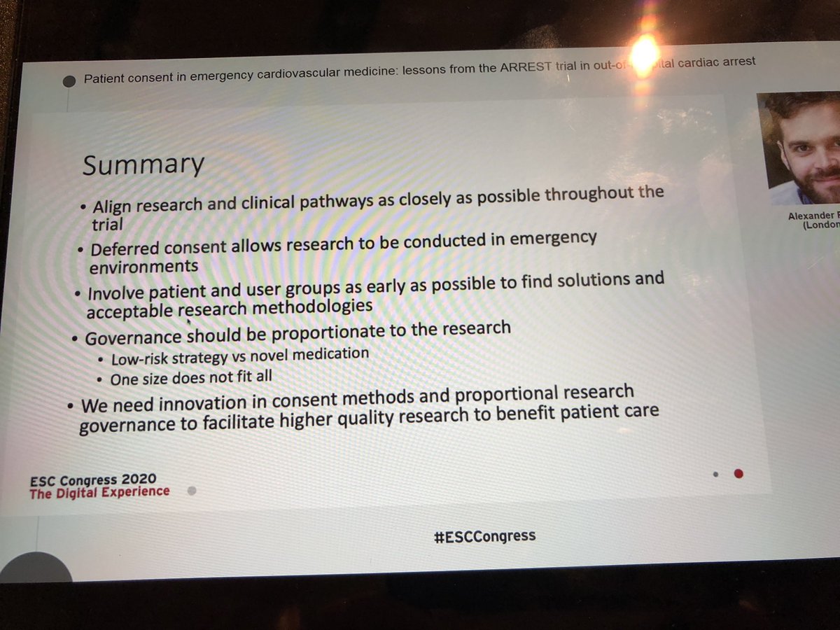 Patient consent in emergency CV medicine: lessons from the ARREST RCT - great talk by <a href="/addiperkins/">Addi Perkins</a> #ESCCongress <a href="/escardio/">European Society of Cardiology</a>